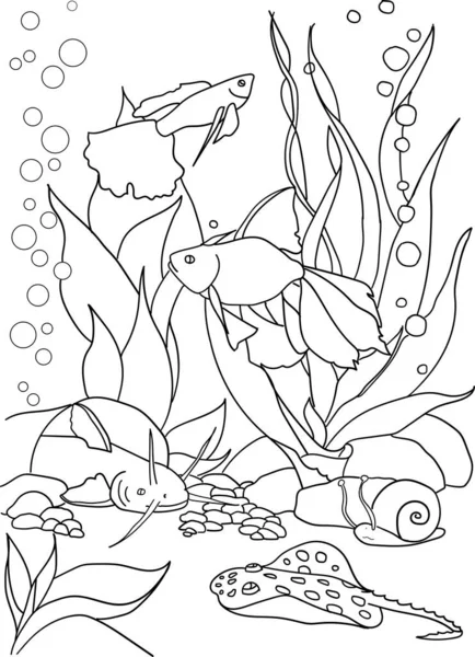 Çocuk boyası - nehirdeki balıklar