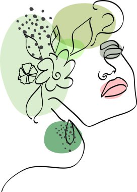 Bir satırda vektör içinde asgari çizim yapan bir yaprağın çizimi