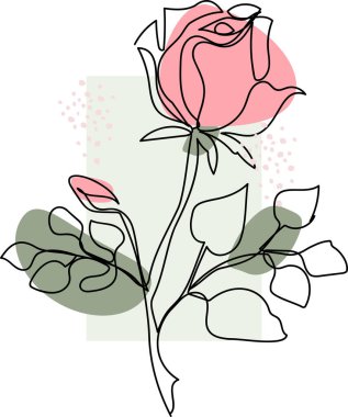 Bir satırda gül çizimi, vektörde çiçek