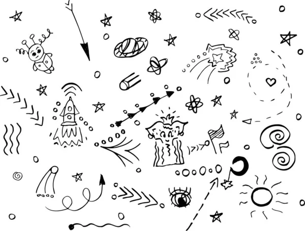 vektör karalama yıldızları ve siyah çizgi