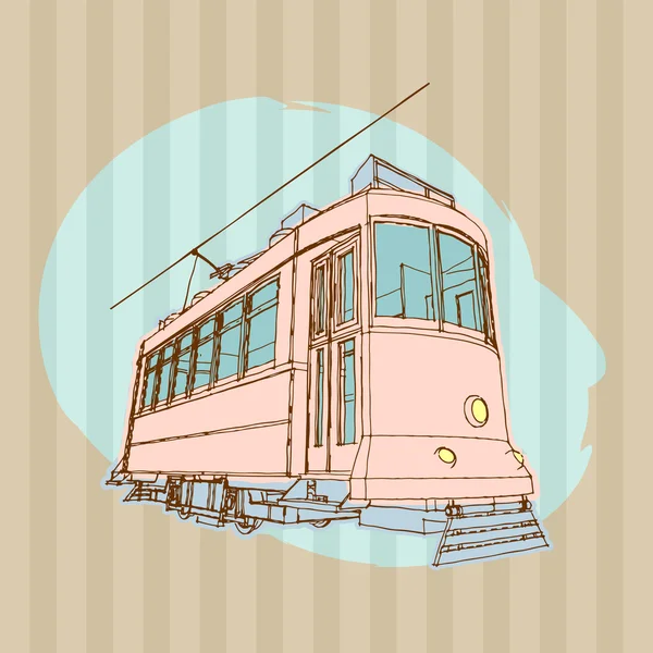 Staré tramvaje ilustrace — Stockový vektor