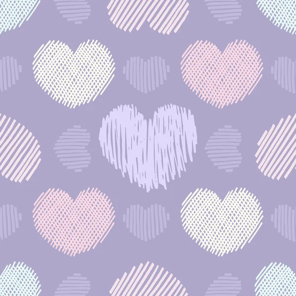 Doodle hearts seamless pattern — Stock Vector