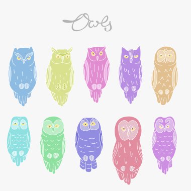 Vektör baykuşlar kümesi