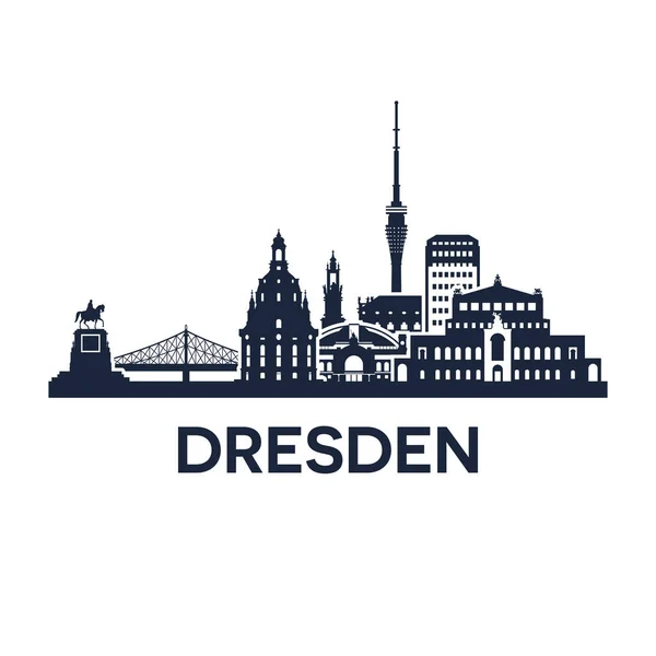 Dresden City Skyline, east Germany, extended version — Stock Vector