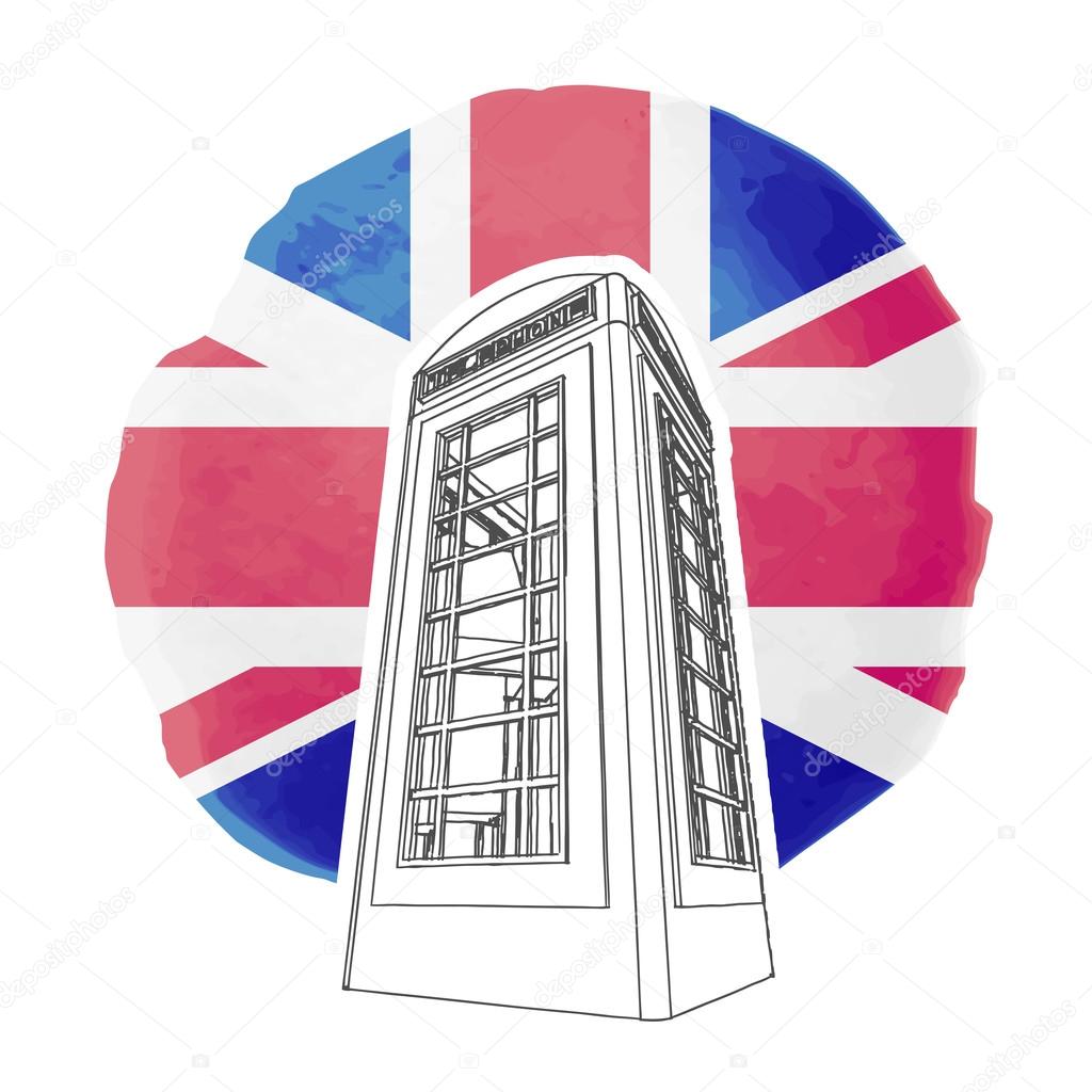 London Telephone Box Watercolor sketch hand drawn illustration 9879022  Vector Art at Vecteezy