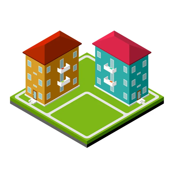 Two Isometric Buildings — Stock Vector