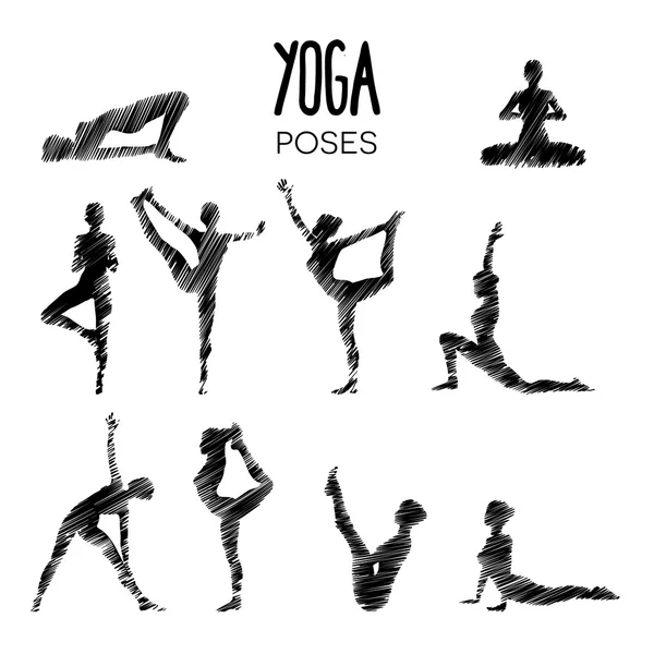 Yogaställningarna — Stock vektor