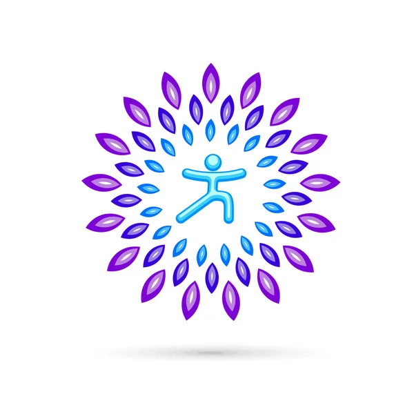 Round Yoga Emblem — Stock Vector