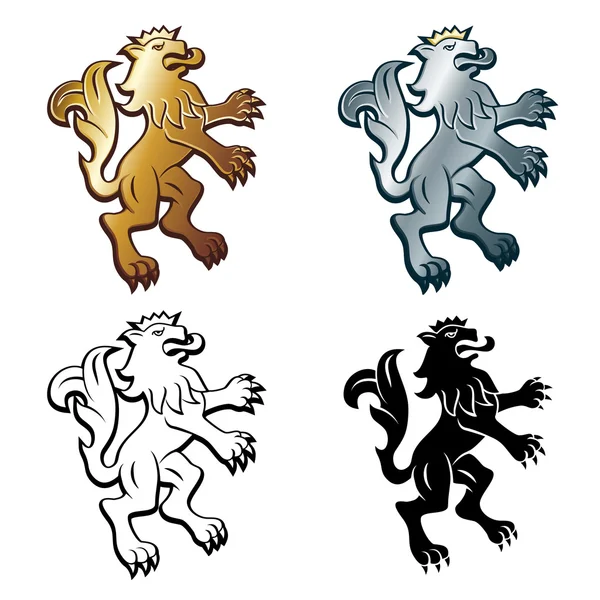 Fyra heraldiska lejon — Stock vektor