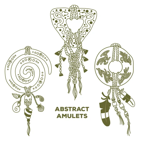 Drie abstracte amuletten — Stockvector