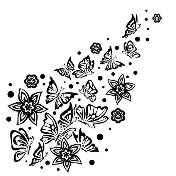 Varias mariposas sobre fondo blanco — Archivo Imágenes Vectoriales