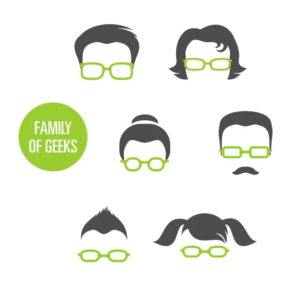 Família de nerds —  Vetores de Stock