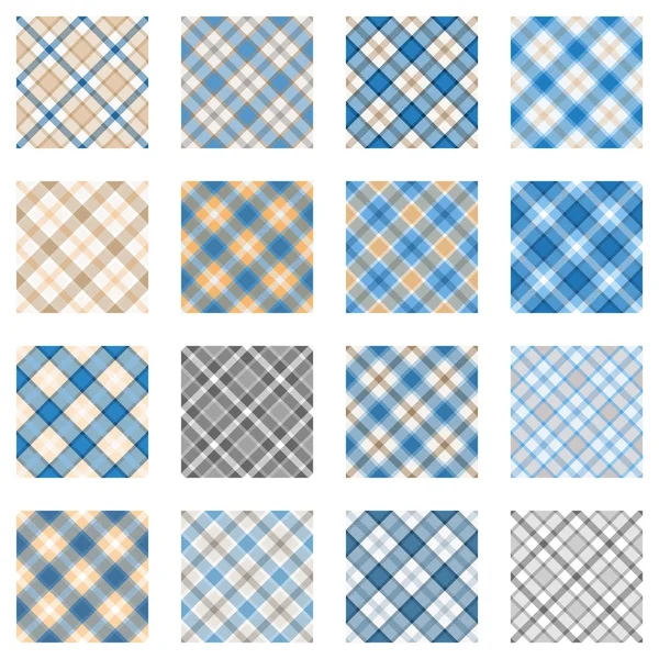 Plaid patronen collectie, licht blauw en beige — Stockvector