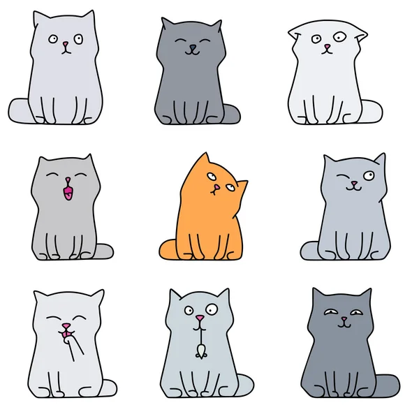 Nine cute kittens — Stock Vector