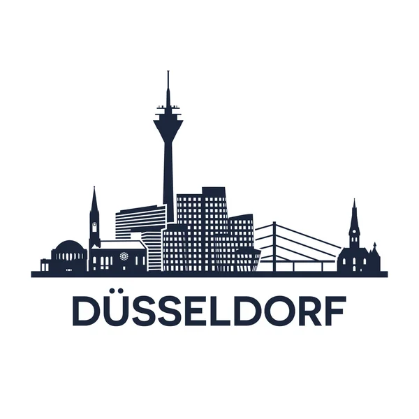 Duesseldorf Skyline Emblema — Vector de stock