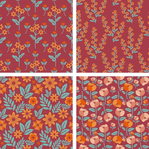 Seamless floral patterns — Stock Vector