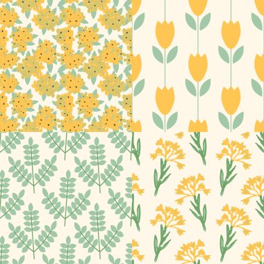 çiçek desenleri kümesi