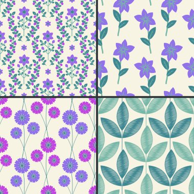 çiçek desenleri kümesi