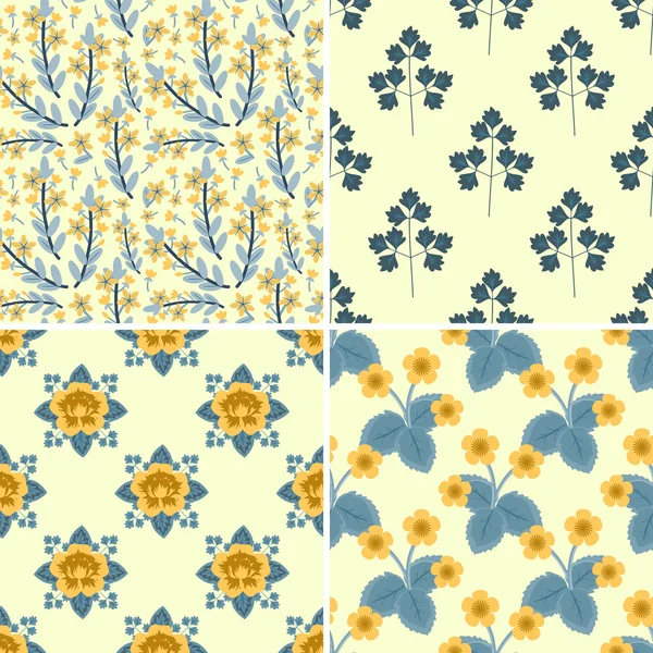 花のパターン セット — ストックベクタ