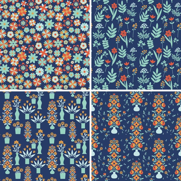 Seamless floral patterns — Stock Vector