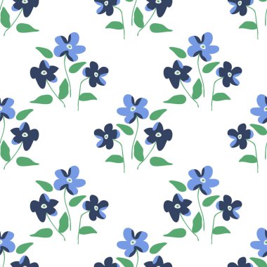 Mavi çiçekli kusursuz dekoratif desen