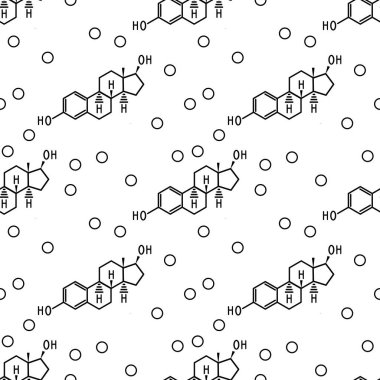 Kusursuz estradiol vektörü siyah ve beyaz desen
