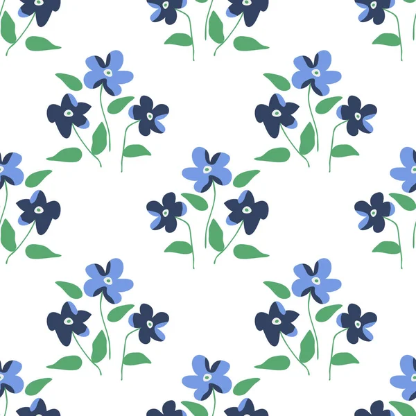 Seamless Decorative Pattern Blue Flowers — Stock Vector
