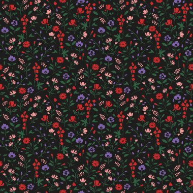 Dekoratif çiçekli kusursuz vektör deseni