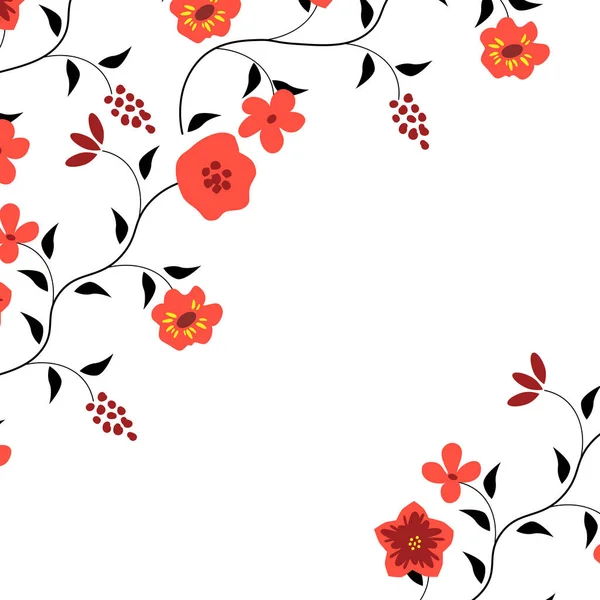 Dekoratív Háttér Vörös Virágokkal — Stock Vector