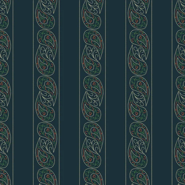 Patrón Bordes Paisley Decorativos Sin Costuras — Archivo Imágenes Vectoriales