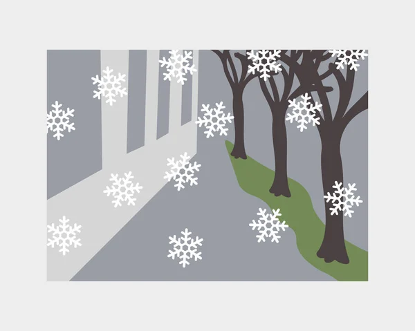 Winter Straat Eenvoudige Vector Achtergrond — Stockvector