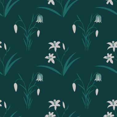 Beyaz çiçekler pürüzsüz vektör deseni