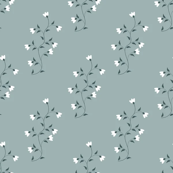 白い花のシームレスなベクトルパターン — ストックベクタ