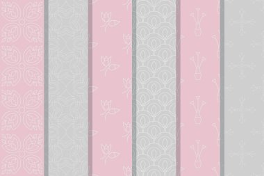 Kusursuz dekoratif vektör desenleri ayarlandı