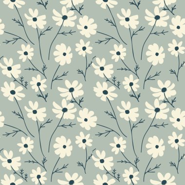 Kusursuz beyaz çiçekler dekoratif desen