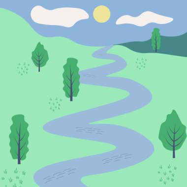 Eğri nehir ile basit vektör çizimi
