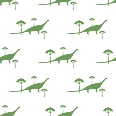 Diplodocus and araucaria seamless pattern clipart