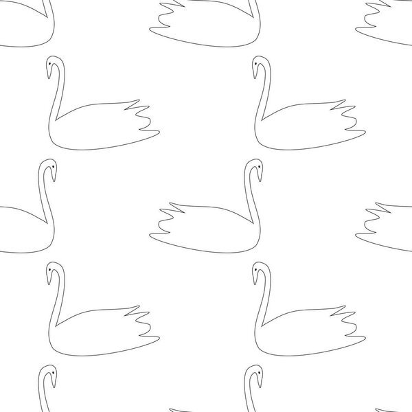 Бесшовные лебеди декоративный простой узор