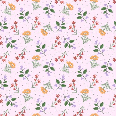 Dekoratif çiçeklerle kusursuz desen