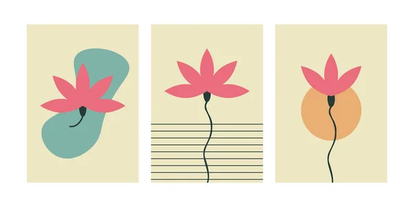 Lotus Arte Pared Mínima Simple — Archivo Imágenes Vectoriales