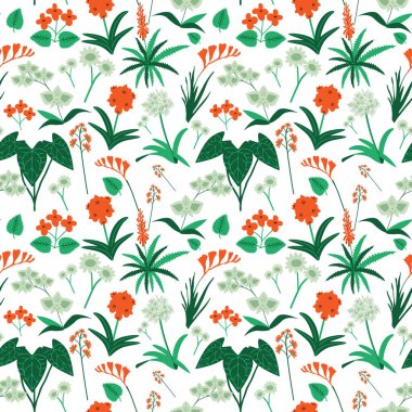 tropikal çiçek desenle sorunsuz vektör