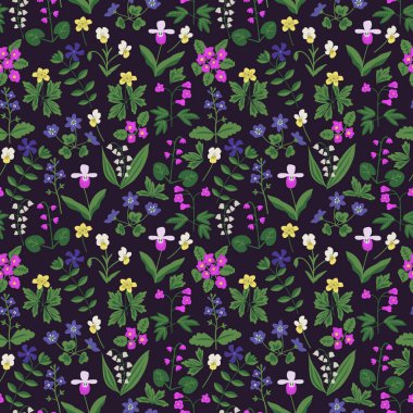 Orman çiçekleriyle kusursuz desen