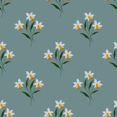 Dekoratif nergis çiçekleriyle kusursuz desen