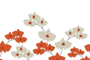 Kırmızı ve beyaz orkide kusursuz vektör arkaplanı