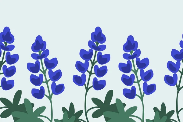 Lupin Bleu Fond Vectoriel Sans Couture — Image vectorielle