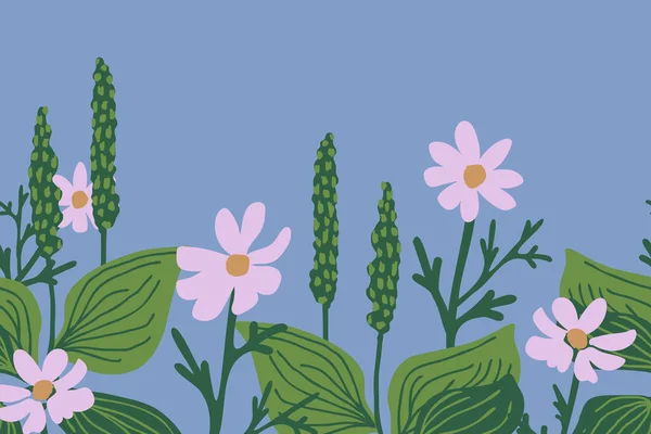 植物とカモミールベクトルの背景 — ストックベクタ