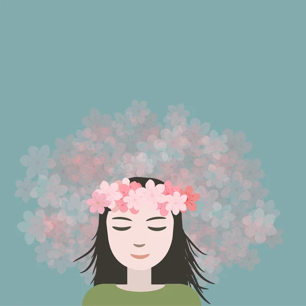 Chica y flores — Archivo Imágenes Vectoriales