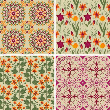 Çiçek ve soyut desenler