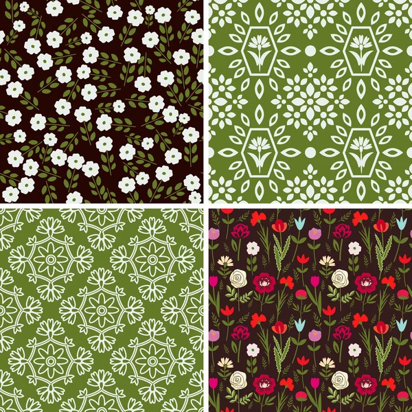 Floral and abstract patterns — Stock Vector