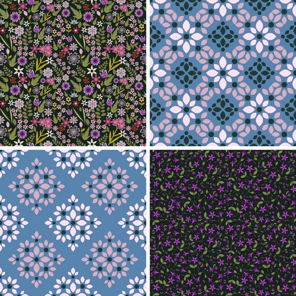 Blommig och abstrakta mönster — Stock vektor